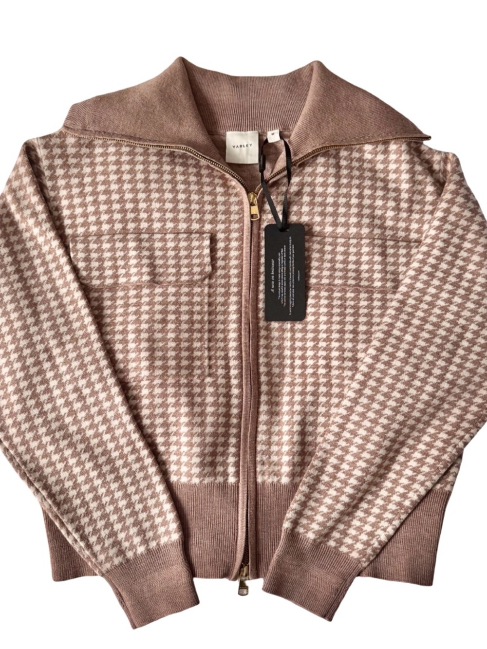 NWT Varley Ablett Jacquard Knit Taupe Jacket